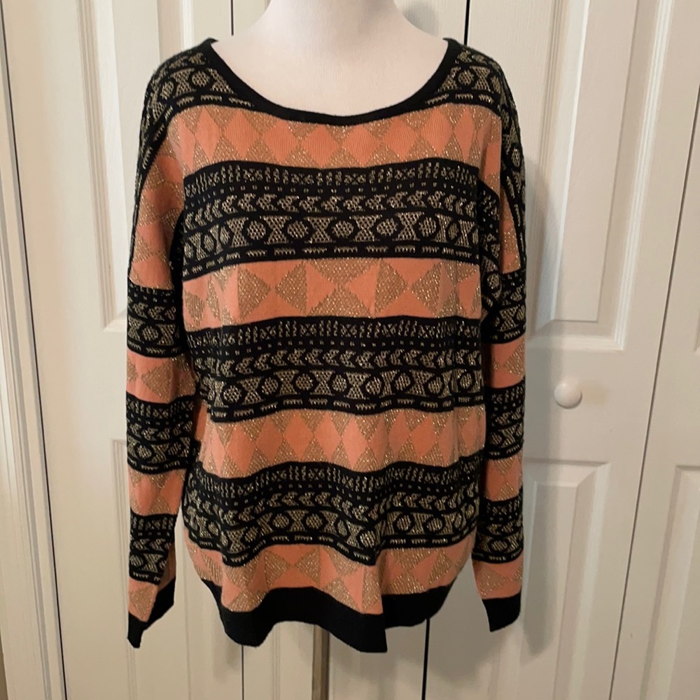 Black and pink shimmery printed sweater
